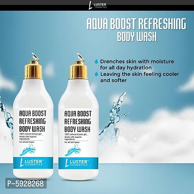 Aqua Boost Refreshing Body Wash| For Men & Women | Made With Organic Ingredients | Body Wash For All Skin Types | Deeply Hydrates | No Paraben & Sulphate - 300Ml (Pack Of 2)