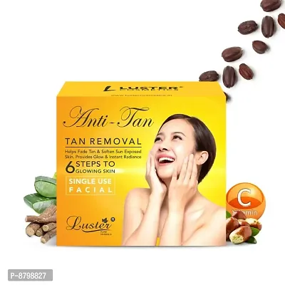 Luster Anti-Tan Facial Kit | 6 Step Facial Kit | Single Use Mini Facial Kit | Instant Tan Removal | For Soft  Smooth Skin | Facial Kit For Men  Women | (Paraben  Sulfate Free) ndash; 40g
