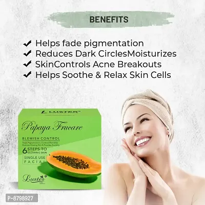 Luster Papaya Frucare Facial Kit | 6 Step Facial Kit | Single Use Mini Facial Kit | Clears Blemishes | Facial Kit For Glowing Skin | For Women  Men (Paraben  Sulfate Free) ndash; 40g-thumb3