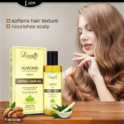 Luster Almond (Neem) Herbal Hair Oil |Softens Hair Texture and Nourishes Scalp | Hair oil For Hair Growth | For Women and Men | For All Hair Types | Paraben Free - 110ml-thumb0