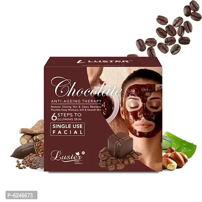 Luster Chocolate Facial Kit | Enriched With Cocoa Extracts | 6 Step Facial Kit | Single Use Mini Facial Kit | Helps Smooth and Soft | Facial Kit For Women and Men | Paraben and Sulfate Free-40G