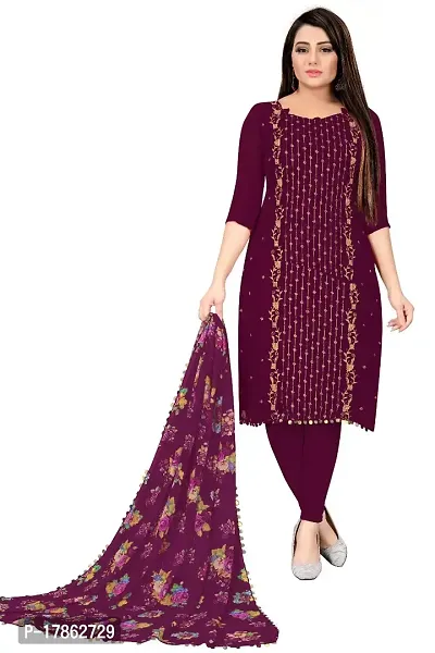 Womens Georgette Embroidery Work Unstich Dress Material-thumb3