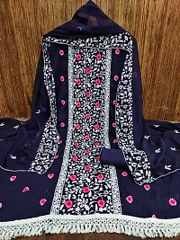 Navy Blue Georgette Emboridery Work Unstitched Dress Material-thumb3