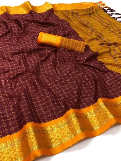 Beautiful Cotton Checked Sarees with Blouse piece