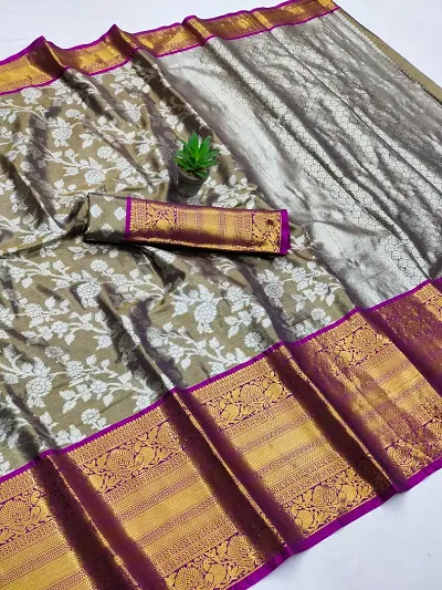 Brasso Zari Work Sarees with Blouse Piece