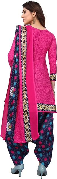 Elegant Cotton Pink Printed Dress Material With Dupatta Set For Women-thumb1