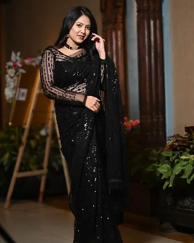 Elegant Net Bollywood Saree With Blouse Piece