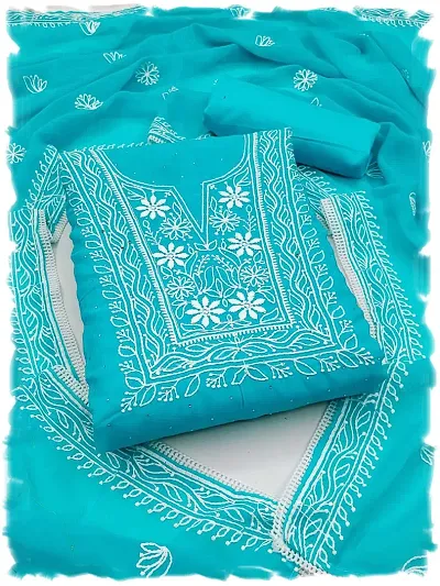 Classic Embroidered Dress Material with Dupatta