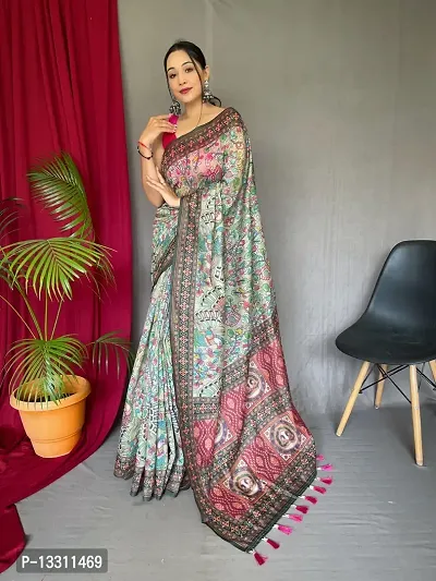 Women's Kalamkari cotton Silk Saree With Blouse Piece