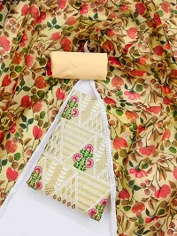 Yellow Chanderi Silk Embroidery Work Unstitched Dress Material-thumb1