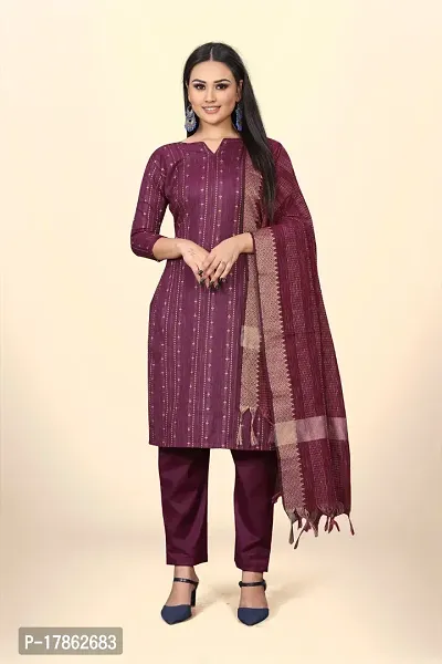 Womens Cotton Jacquard Unstich Dress Material-thumb2