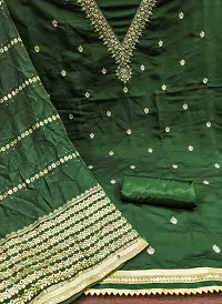 Green Chanderi Top with Intricate Work, Shantoon Bottom, and Banarasi Jacquard Dupatta-thumb2