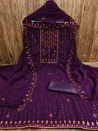 Purple Georgette Embroidery Work Unstitched Dress Material-thumb3