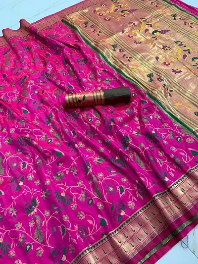 New In! Pure Paithani Silk Sarees With Running Blouse