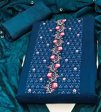 Teal Embroidery Work Unstitched Dress Material-thumb1