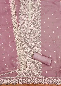 Pink Chanderi Embroidery Work Unstitched Dress Material-thumb2