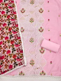 Pink Chanderi Silk Embroidery Work Unstitched Dress Material-thumb2