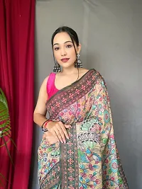Women's Kalamkari cotton Silk Saree With Blouse Piece-thumb1