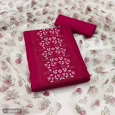 Pink Embroidery Work Unstitched Dress Material-thumb0