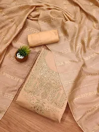 Orange Pure Modal Jacquard Butti Unstitched Dress Material-thumb1