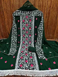 Green Georgette Emboridery Work Unstitched Dress Material-thumb3