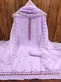 Lavender Georgette Emboridery Work Unstitched Dress Material-thumb3