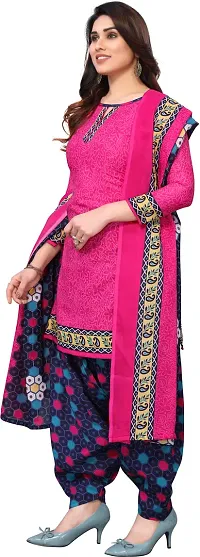 Elegant Cotton Pink Printed Dress Material With Dupatta Set For Women-thumb2