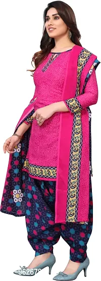 Elegant Cotton Pink Printed Dress Material With Dupatta Set For Women-thumb3