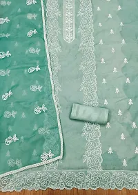 Blue Chanderi Embroidery Work Unstitched Dress Material-thumb3