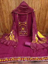 Purple Embroidery Work Unstitched Dress Material-thumb3