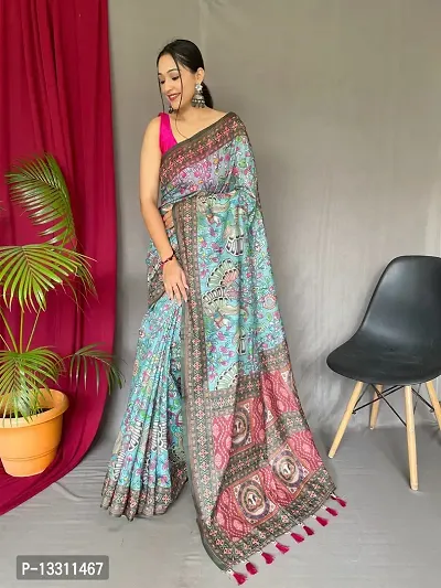 Women's Kalamkari cotton Silk Saree With Blouse Piece