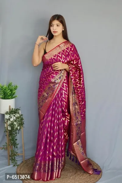 Women Pure Banarasi Silk Saree With Blouse Piece