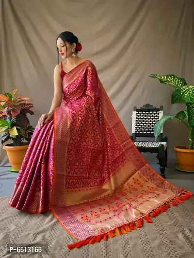 Women Pure Banarasi Silk Patola Saree With Blouse Piece