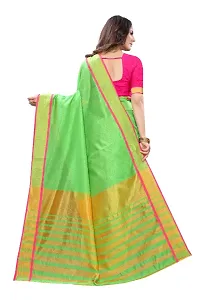 Women Plain Cotton Silk Saree With Unstitched Blouse Piece-thumb1