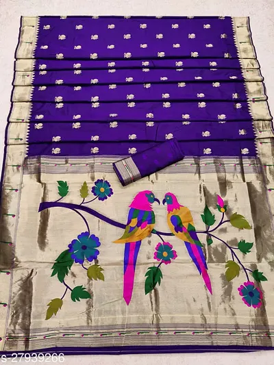 Banarasi Silk Blend Sarees With Blouse Piece