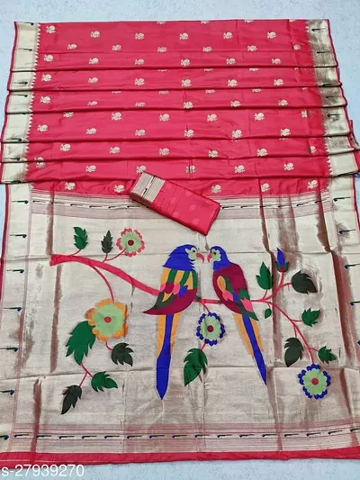 Banarasi Silk Blend Sarees With Blouse Piece