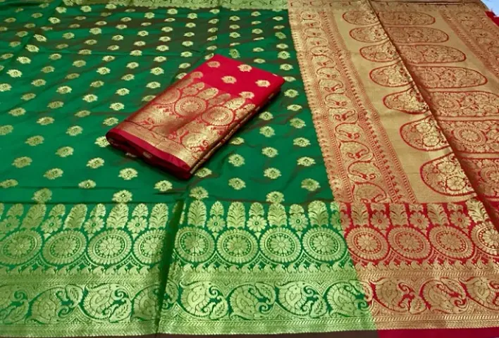 Elegant Banarasi Design Soft Cotton Silk Jacquard Sarees