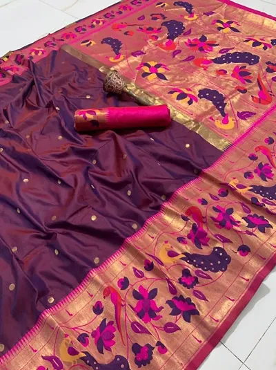 Pure Paithani Silk Sarees With Blouse Piece