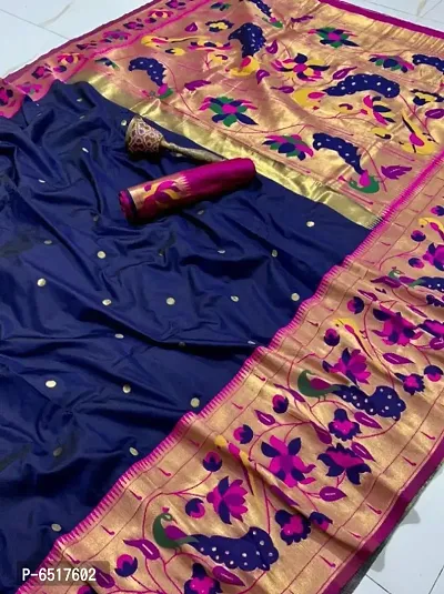 Women Pure Paithani Silk Saree With Blouse Piece-thumb0