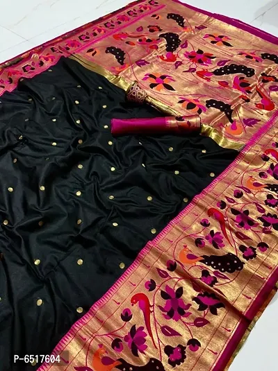 Women Pure Paithani Silk Saree With Blouse Piece