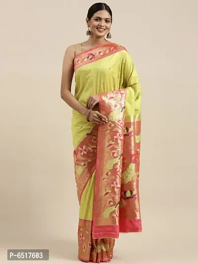 Women Pure Paithani Silk Saree With Blouse Piece-thumb2