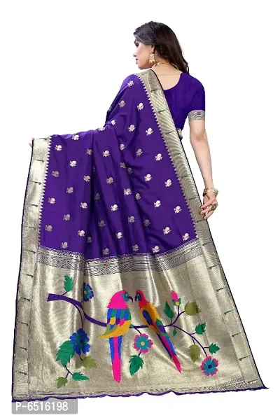 Women Pure Paithani Silk Saree With Blouse Piece-thumb4