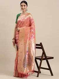 Womens Paithani Silk Saree With Unstitched Blouse Piece-thumb1