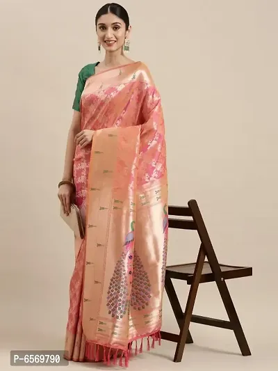 Womens Paithani Silk Saree With Unstitched Blouse Piece-thumb2