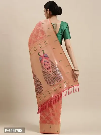 Womens Paithani Silk Saree With Unstitched Blouse Piece-thumb3