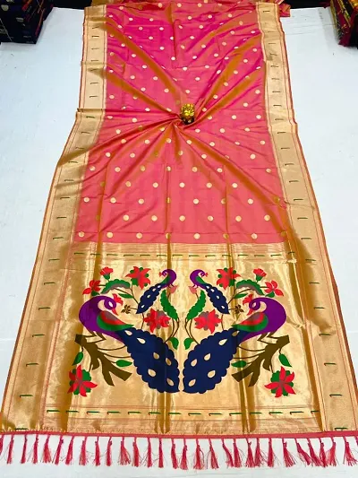 Paithani Silk Blend Woven Sarees With Unstitched Blouse Piece