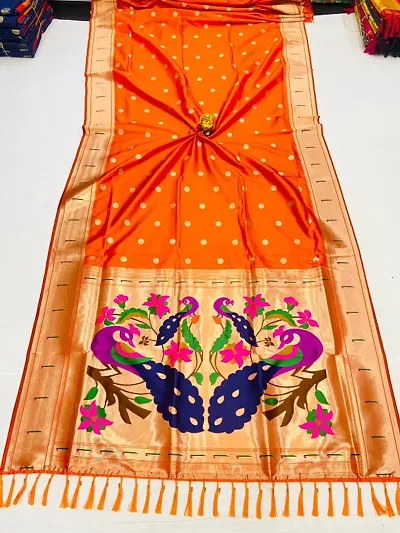 Paithani Silk Blend Woven Sarees With Unstitched Blouse Piece