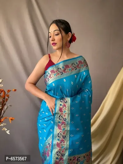 Beautiful Silk Blend Saree with Blouse piece-thumb2