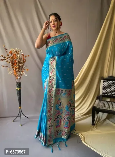 Beautiful Silk Blend Saree with Blouse piece-thumb3