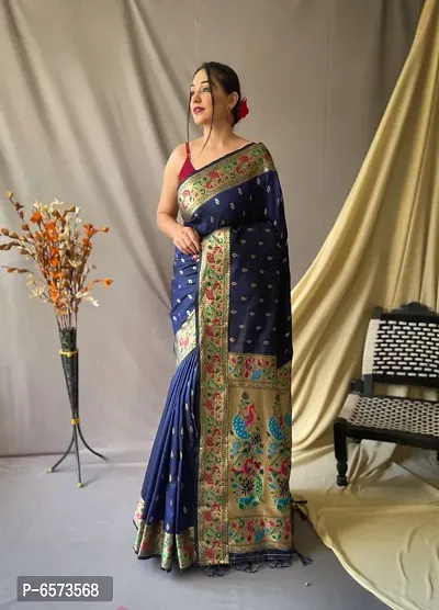 Beautiful Silk Blend Saree with Blouse piece-thumb3